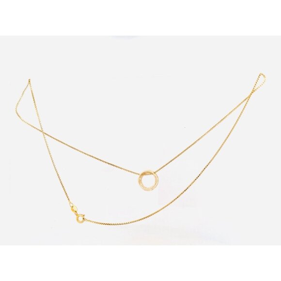 Elegant Estate Sterling Silver 925 GoldPlated Rhinestone Circle Pendant Necklace - Picture 7 of 16